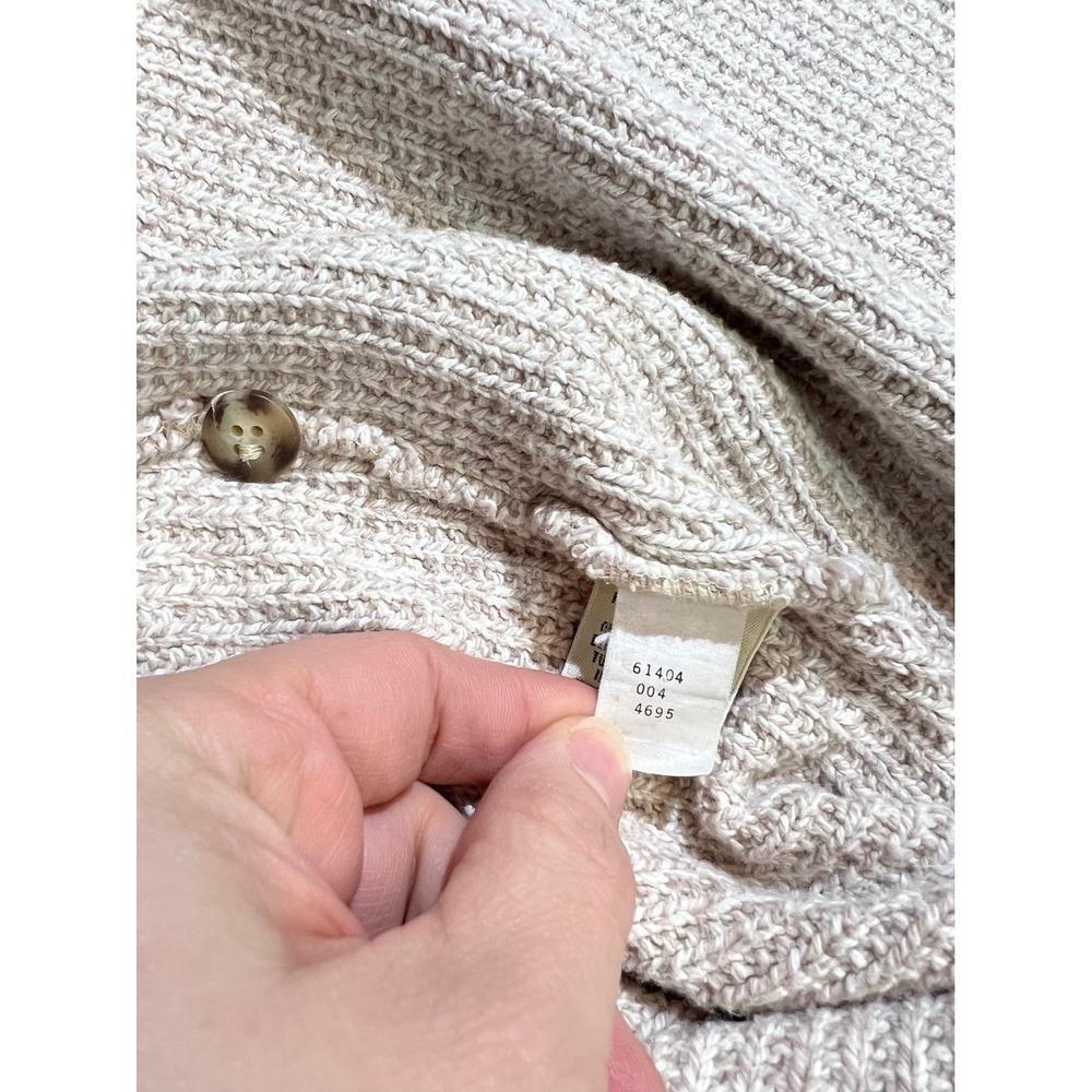 VTG Eddie Bauer Grandpacore Button Front Sweater Vest Oatmeal V-Neck Cotton Knit - Picture 5 of 6